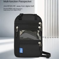RFID Blocking RFID Passport Bag Waterproof Anti-theft Passport Document Bag Multi-Pockets with Adjustable Neck Strap