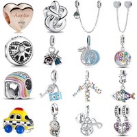 New Silver Plating Helmet Family Tree Automobile Charms Fashion Pendant Fit Original Bracelets DIY Women Jewelry Gift