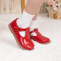 Girls Scalloped Edge Mary Jane Flats Toddler Little Kid Velcro Breathable Cutout Casual Dress Shoes
