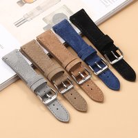 Soft Suede Genuine Leather Watch Band 20mm 22mm Vintage Strap Quick Release Cowhide Stitch Bracelet for Rolex Watch Accessories