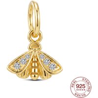 925 Sterling Silver Charm Me Series Golden Moth Pendant Fit Original Bracelets Fine Nature Jewelry Gift For Women