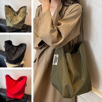 Women's Tote Shoulder Bag Large Capacity Minimalist Stylish Lazy Style Lightweight Student Class Bucket Bag Retro Shopping Bag