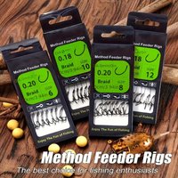 8pcs method type feeder fishing rope 10.16cm braided line method type lead pendant method type barbed hook method type fish hook