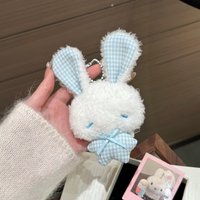 Cartoon Soft Stuffed Bunny Keychain Bead Chain Long Ear Rabbit Doll Pendant Bunny Hanging Ornament Bag Decoration