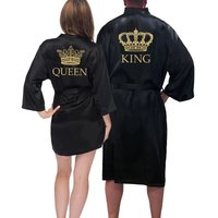 King And Queen Satin Robes Set Couple Couples Robes Mr. And Mrs. Kimono for Bride Kimonos Mr and Mrs Personalized Robes