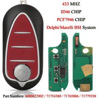 jingyuqin Folding Remote Car Key For Alfa Giulietta Mito Romeo 2008+ ASK 433Mhz ID46 PCF7946 Chip Delphi/Marelli BSI System