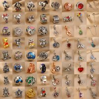 2026 Fashion 925 Silver Pendant for Mermaid, Crab, Mouse, Bear, Elephant Pendant, Fit European Bracelet DIY Jewelry Accessories
