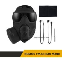 Tactical FM-53 Gas Mask Dummy Model Full Face Protective Mask with Fan Filter Canister Microphone Communication for Cosplay