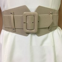 7.5cm Wide Navy Blue Women Leather Belt 2025 New Fashion Elastic Strap Vintage Buckle Solid Color Waistband Dress Red Black