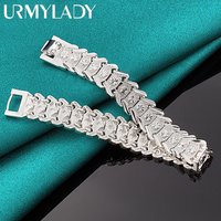 URMYLADY 925 Sterling Silver Strap Chain Bracelet For Man Women Charm Wedding Celebration Engagement Party Fashion Jewelry