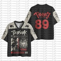 Anime Berserk Guts Cosplay Jersey, 89 Number Streetwear, Men Women Oversized V-neck T-shirt, Casual Harajuku Top for Anime Fans