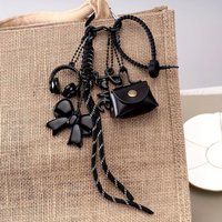 Fashion PU Leather Maillard Rope Keychain Handmade Woven Rope Bag Pendant Love Letter Style Car Keyrings Bag Charm