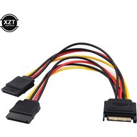 1PCS 90 Degree SATA 15-Pin Male to 2 x 15P Female Y 15Pin Power cable HDD Splitter Universal Connector Adapter Power Cable New