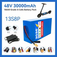 48V Electric Scooter Battery 13S8P 30Ah 18650 Grade-A Cells 2000W Built-in BMS XT60 JST High Capacity Rechargeable Stable Power