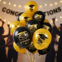 Graduation Party Decorations 2026 Black Gold Latex Balloons Class of 2026 Congrats Grad Balloon Set for College High School Prom