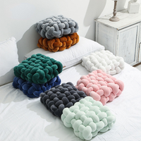 Coussin de canapé en peluche douce pour salon, couleur unie, carré tissé à la main, pour la maison, coussin de siège carré tissé