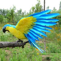 Foam&Feathers Bird Parrot Cockatoo Spreading Wings Feathers Bird Model Handicraft Garden Decoration Gift a2046