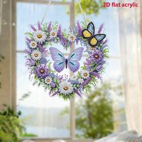 2D/flat flower shadow butterfly heart decoration, creating a floral atmosphere, DIY diamond painting pendant