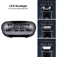Motorcycle Front Headlight High Low Beam LED Light Daytime Running Light For Harley Fat Bob FXDF FXFB 2008-2024 Dual Beam Lamp