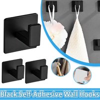 Black Self-Adhesive Wall Hooks Bathroom Towel Hook Living Room Door Back Keys Clothes Caps Hanger Robe Hook Storage Accessories