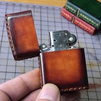 Hand-Stitched Cowhide Leather Durable Protective Sleeve, Simple Case, Lighter Cover for Zipp Lighter