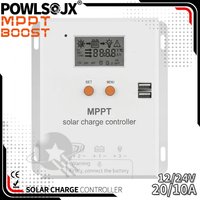 Powlsojx MPPT Solar Panel Battery Charger Regulator 10A 20A Dual Time Light Control 12V 24V Solar Controller for Home System