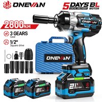 Clé à chocs électrique sans fil ONEVAN 2800 N.m à couple élevé, visseuse à percussion 1/2 pouce, compatible avec batterie Makita 18V.