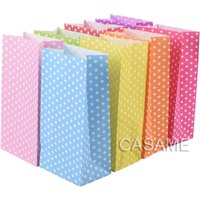50 pcs nouveau sac en papier de haute qualité Stand up sacs à pois colorés 18x9x6 cm faveur ouvert cadeau emballage friandise cadeau sac