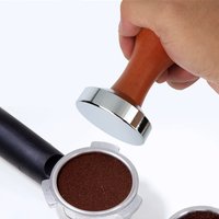 **49/51/53/58MM Wood Coffee Tamper Internal Spring Balanced Force Coffee Hammer Stainless Steel Base Barista Tools