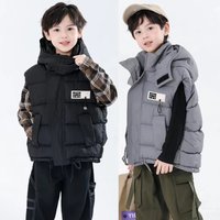 4 5 6 8 10 Years Boys Girls Vest Spring Autumn Solid Color Thick Keep Warm Hooded Waistcoat For Teen Kids Winter Heavy Jacket