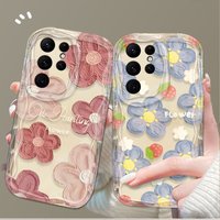 Oil Painting Flower Wave Soft Case For Samsung Galaxy S24 Ultra S23 S22 Plus S21 S20 FE A25 A55 A35 A15 A16 A05 A05S A06 Cover