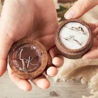 Personalized Wooden Wedding Ring Box with Clear Acrylic Cover Custom Engraved Engagement Proposal Holder Bridal Gift For Her