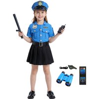 Girl Police Costume Blue Officer Uniform Halloween Dress Up Cosplay Outfit with Accessories Campus Festival Costumes Play House