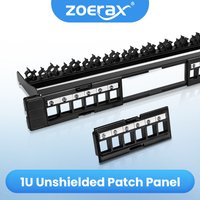 ZOERAX 24-Port Cat6 Cat5e Unshielded Patch Panel,Removable Inserts,19-Inch/1U Network Patch Panel Use only Slim Profile Keystone