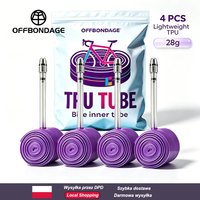 OFFBONDAGE 4 szt. Ultralekka dętka rowerowa 700×18-32c 28g Dętka TPU do roweru szosowego 45mm 65mm 85mm długości z zaworem francuskim, z łatkami naprawczymi, akcesoria rowerowe