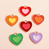 Leslie 10pcs Colorful Love Heart Charms for Earrings Pendants Necklace Bracelet Keychain Handmade DIY Jewelry Making Accessories