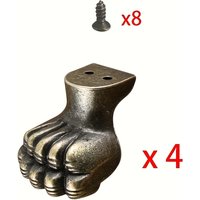 4pcs Antique Foot Brass Jewelry Bracket Cabinet Protector For Furniture Hardware Wood Box Decorative Feet Leg Corner Hardware