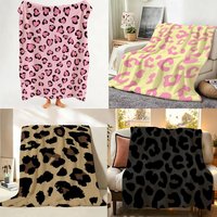 Art leopard print Throw hot Flannel Throw Blanket Suitable for Sofa、Living Room、Bedroom soft