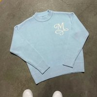 M Logo Daily Y2k Gothic Knitted Loose Pullover Round Neck Oversized Men Full Sleeve Sweater Street Commute Outfits Sweaters