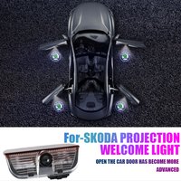 2PCS Car Badge Door Welcome Lights LED Laser Projector Lamps for Skoda Superb 2009 2013 2014 Emblem Auto Replacement Accessories