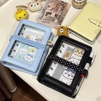 Korean A7 Leather Loose Leaf Notebook Student Portable Pocket Book Detachable Schedule Notebook Journal Notebook Cute Diary