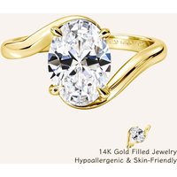 Elegant 14K Gold Filled 4.5CT Solitaire Oval Moissanite Ring GRA Certified Twist Shank Wedding Engagement Band Jewelry For Women
