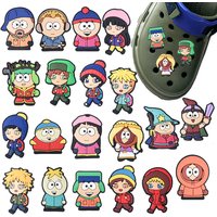 New 20pcs Cute South Cartoon Park Series PVC Boys Girls Shoe Accessories Detachable Waterproof DIY Creative Shoe Decorations