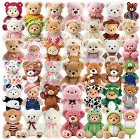 50Pcs Colorful Cute Plush Bear Transparent Stickers PET Clear Waterproof Thick DIY for Stationery Box Pen Holder Cup Guitar