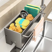 Non-Perforated Kitchen Sink Storage Rack Bathroom Shelf Drain Rack Dish Drainer Rag Holder Organizer for Utensils And Dishtowels