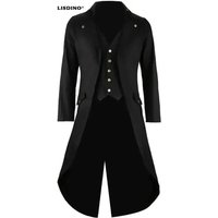 Mens Black Vintage Tailcoat Jacket Fancy Cool Cosplay Costume Robe