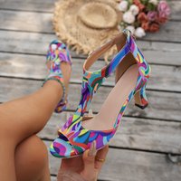 New Plus-Size Women's Sandals, Sizes 35-43, Colorful Summer Waterproof Fashion High Heels, Stylish Retro