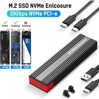 M2 NVMe SSD-Gehäuse 10 Gbit/s PCIe SSD-Gehäuse Tragbare Box USB C 3.2 Gen2 Werkzeug Kostenloser externer Adapter mit Kühlkörperpad für M.2 SSD