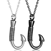 Stainless Steel Fishing Hook Cremation Necklace for Ashes Fish Hook Urn Jewelry Memorial Pendant Keepsake for Men