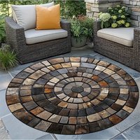 Spiral Stone Mat, Durable Polyester, Hand-Washable & Fade-Resistant, Stylish Round Area Rug for Outdoor/Indoor